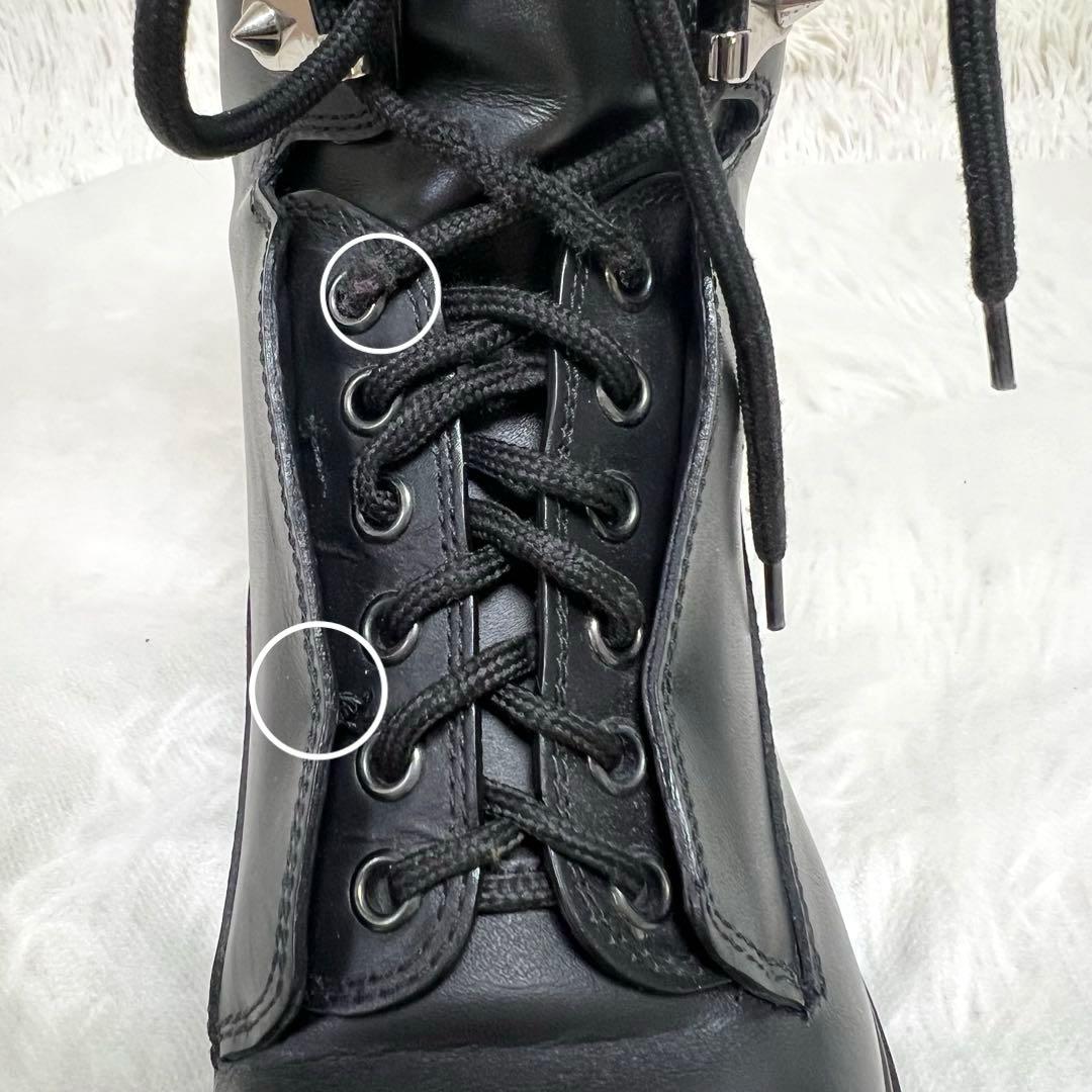 セルジオロッシ　スタッズワークブーツ　ショートブーツ　レースアップ　サイドジップ