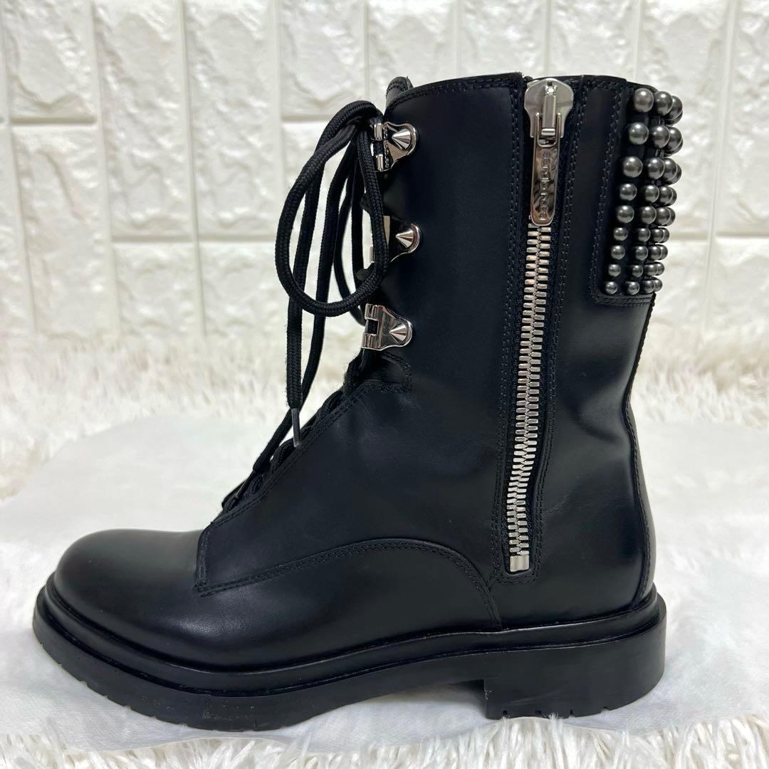 セルジオロッシ　スタッズワークブーツ　ショートブーツ　レースアップ　サイドジップ