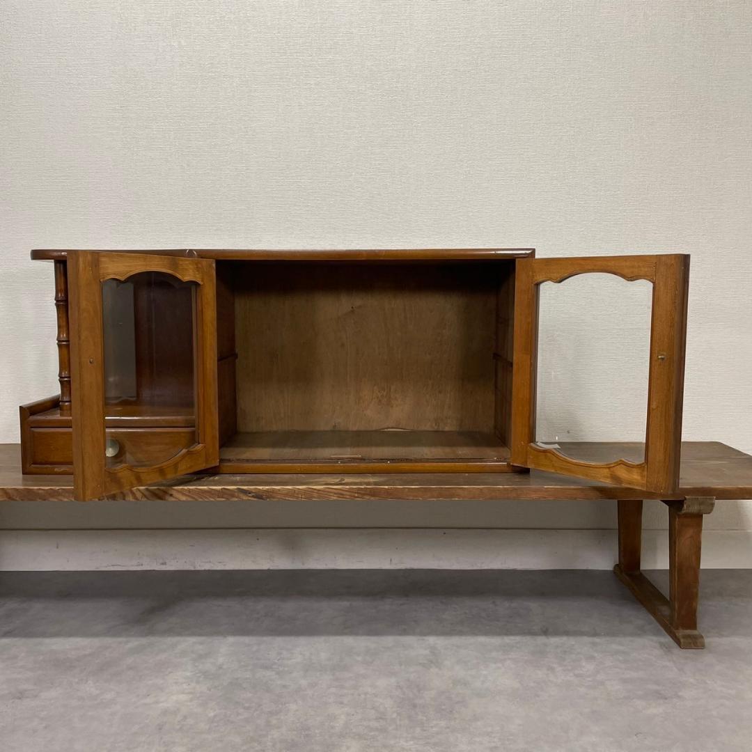 ヴィンテージ ガラス戸 飾り棚 木製 収納 キャビネット レトロ ビンテージ