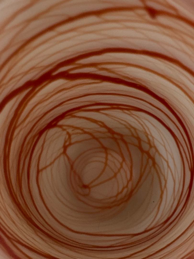 G0904-06★LSA ガラス花瓶 円筒形 赤褐色模様 hand made