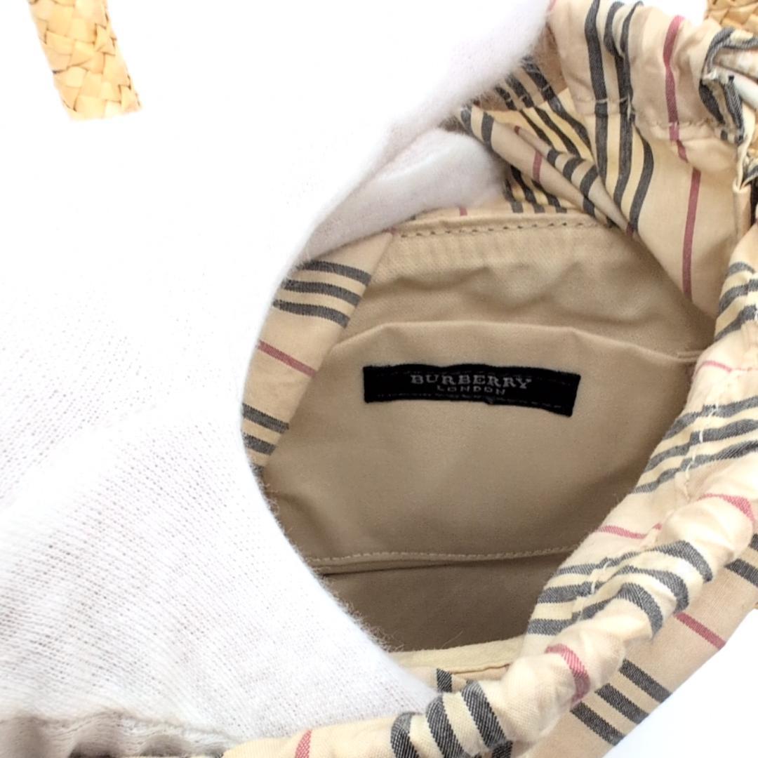 良品✨　バーバリー ハンドバッグ かごバッグ ノヴァチェック ストロー ベージュ