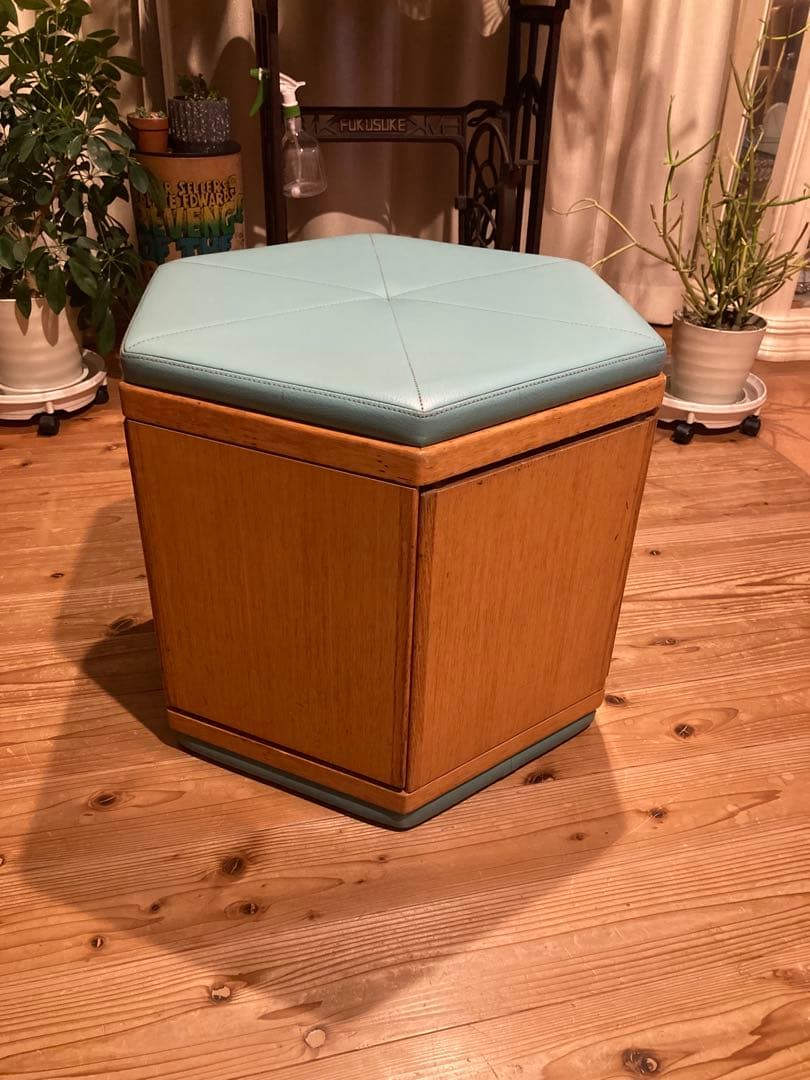 天童木工　六角形スツール 座面レザー　2脚①