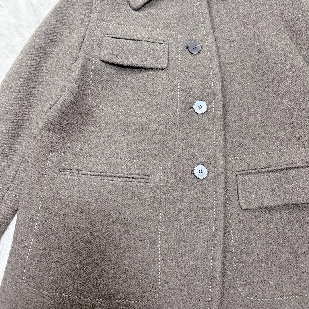【美品】ビーディングハート　ウールコート　オリーブ