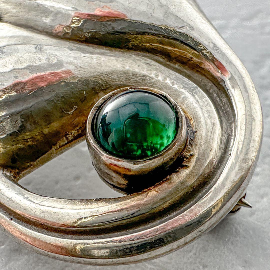  　100B　ブローチ　グリーンアゲート　シルバー　925