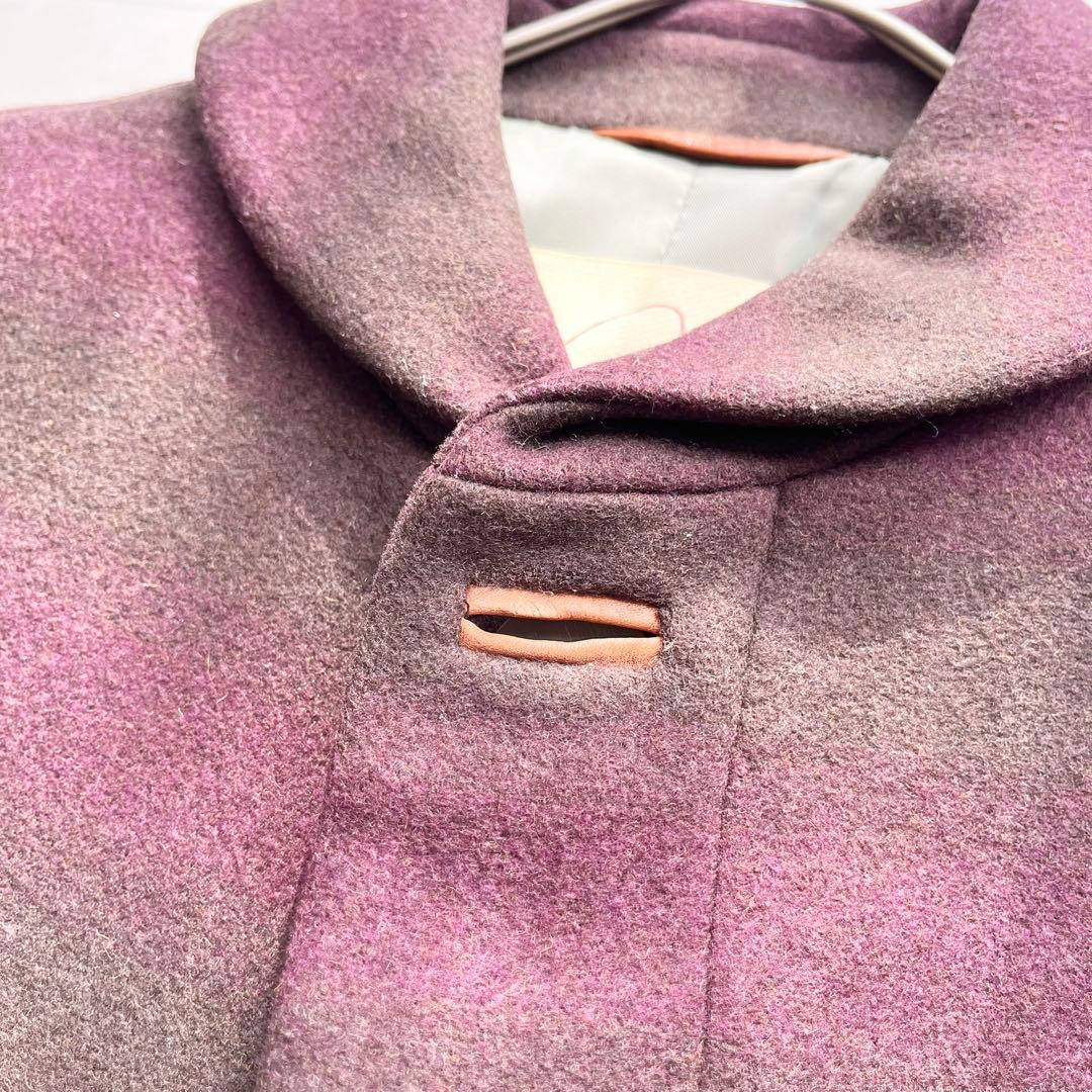 【美品】Pal'las Palace ボーダー ウールコート シェルボタン L