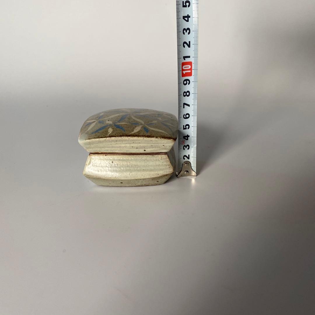 益子焼 島岡桂 縄文象嵌 角型 蓋物/香合（蓋付き小箱） 1対