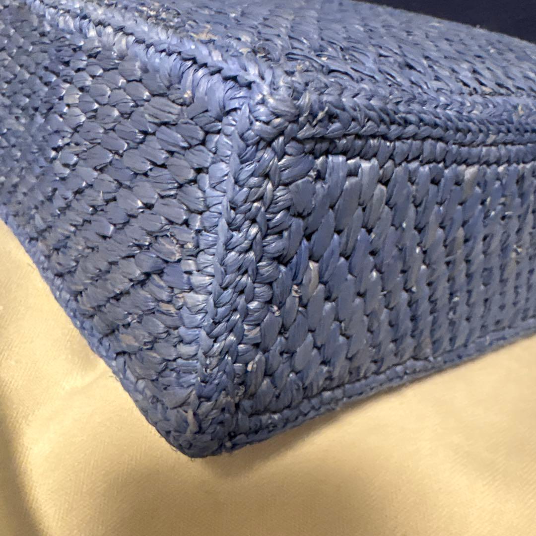 LOEWE フォントトート　ロゴ入り ブルー かごバッグ