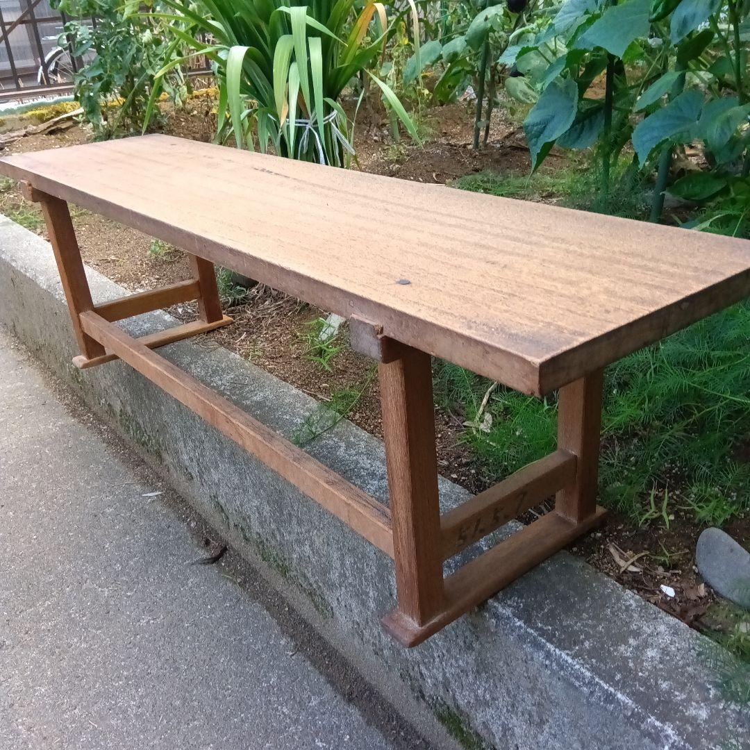 送料無　昭和のそろばん塾の文机 長机　木製シンプルテーブル