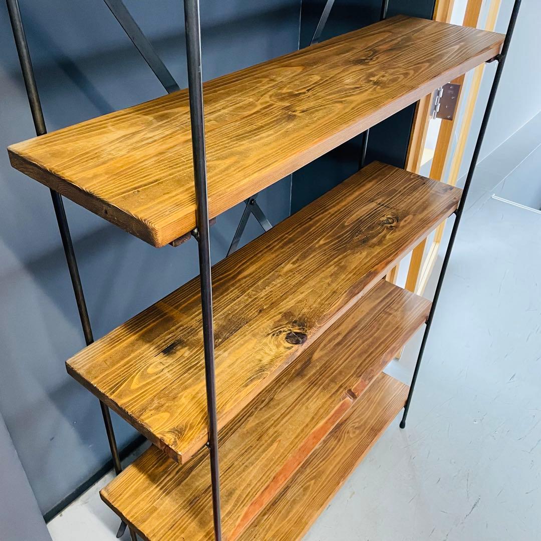 インダストリアル 5段シェルフ 幅100 高さ170 木製×スチール 店舗什器❷