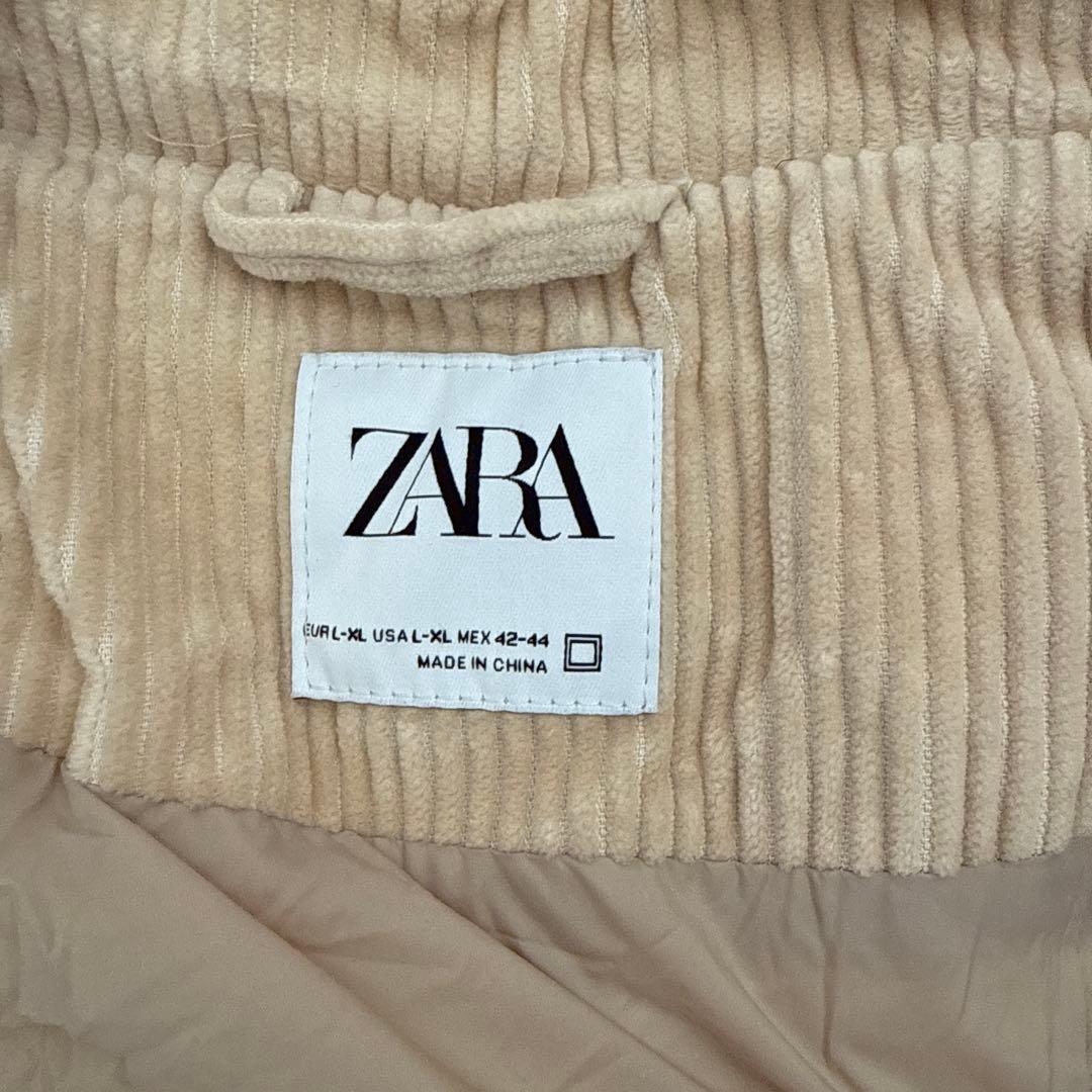 ZARA コーデュロイ ダウンジャケット Lサイズ　ベージュ