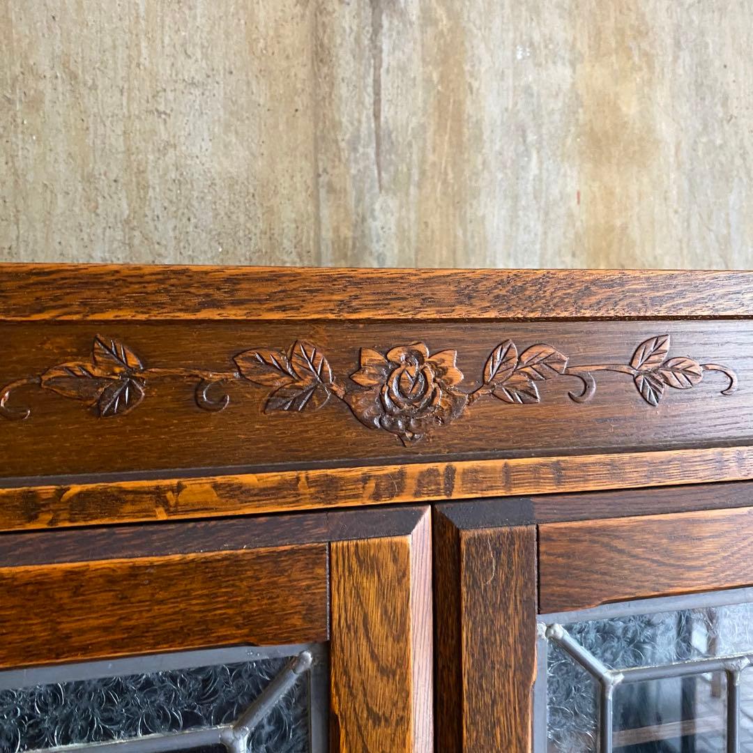 三越家具 ブルージュ Brugge 食器棚 キャビネット オーク材 ステンド