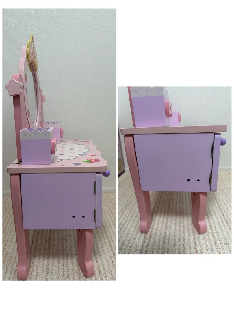 マザーガーデン　野いちごティアラドレッサー　木製　ドレッサー　パープル　ピンク
