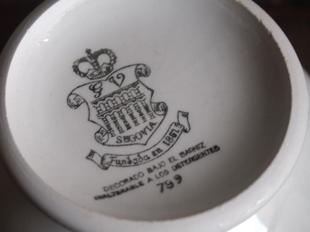 ヴィクトリアン様式 グリザイユ カフェオレボウル スペイン古陶 南欧/K339