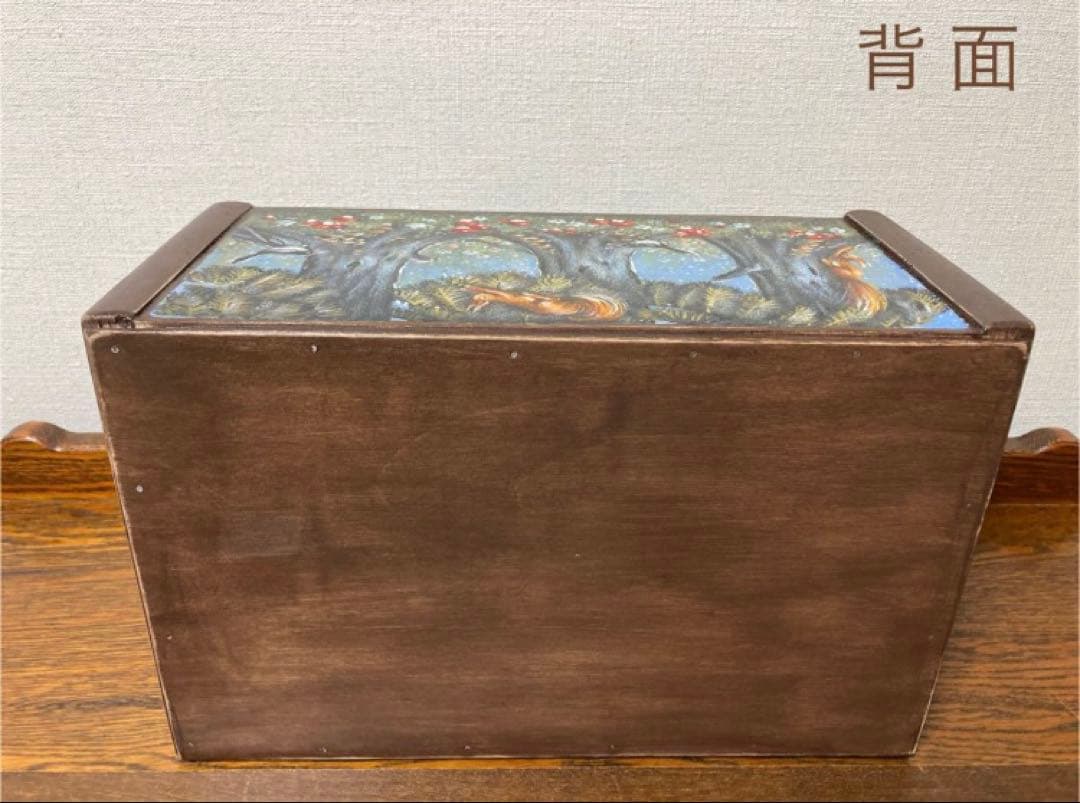 ＊訳ありロシア民話『3匹の熊&白腹カササギ&ウサギの家』木製収納箱マトリョーシカ