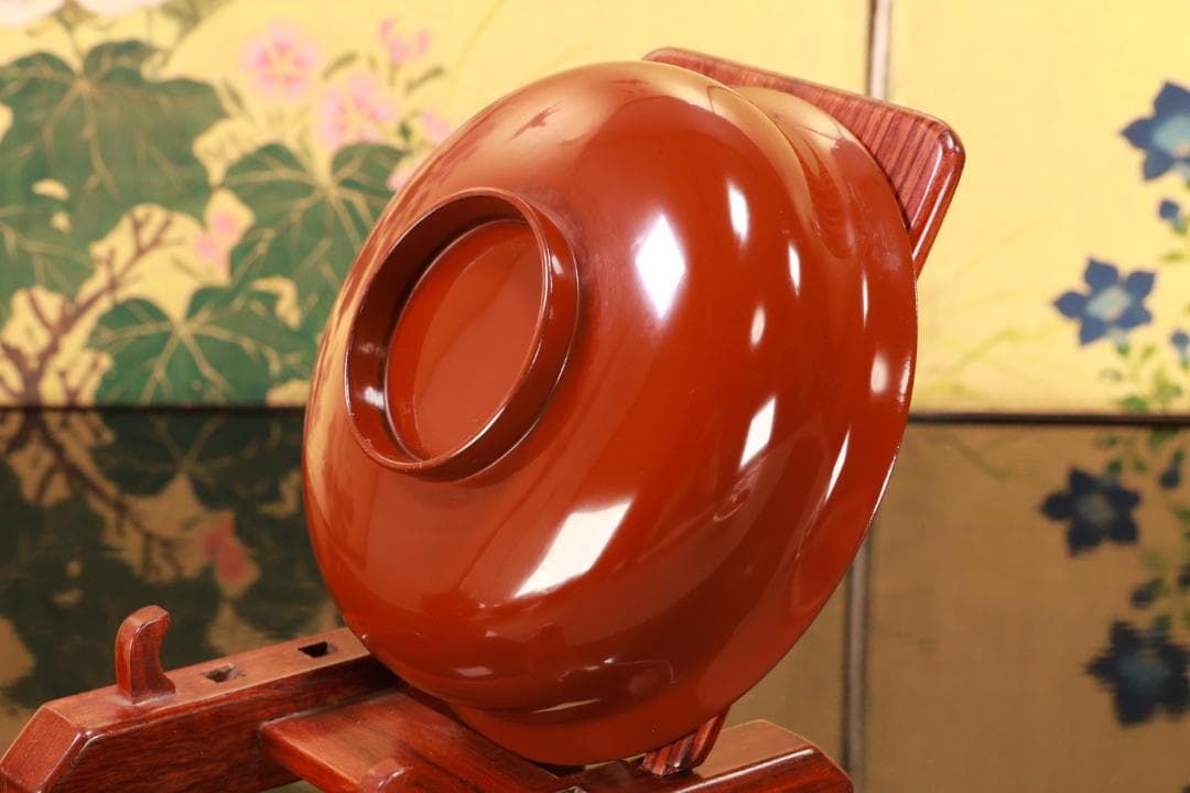 BJ103　時代輪島塗　烏漆絵　日乃出金蒔絵　煮物椀　五客　木製 吸物椀　菓子