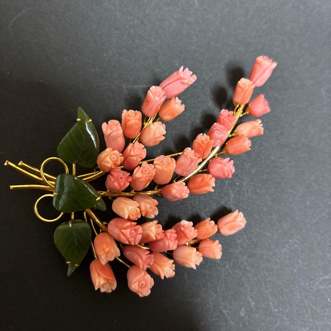 珊瑚　花束ブローチ　特大