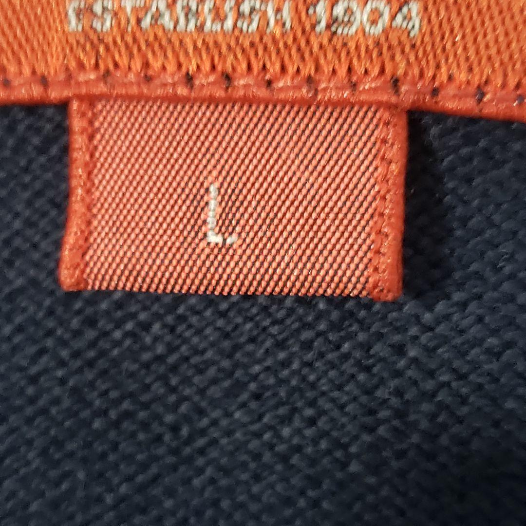 カンタベリー　ラガーシャツ パッチ刺繍　Lサイズ　オリジナルボタン　紺色　長袖