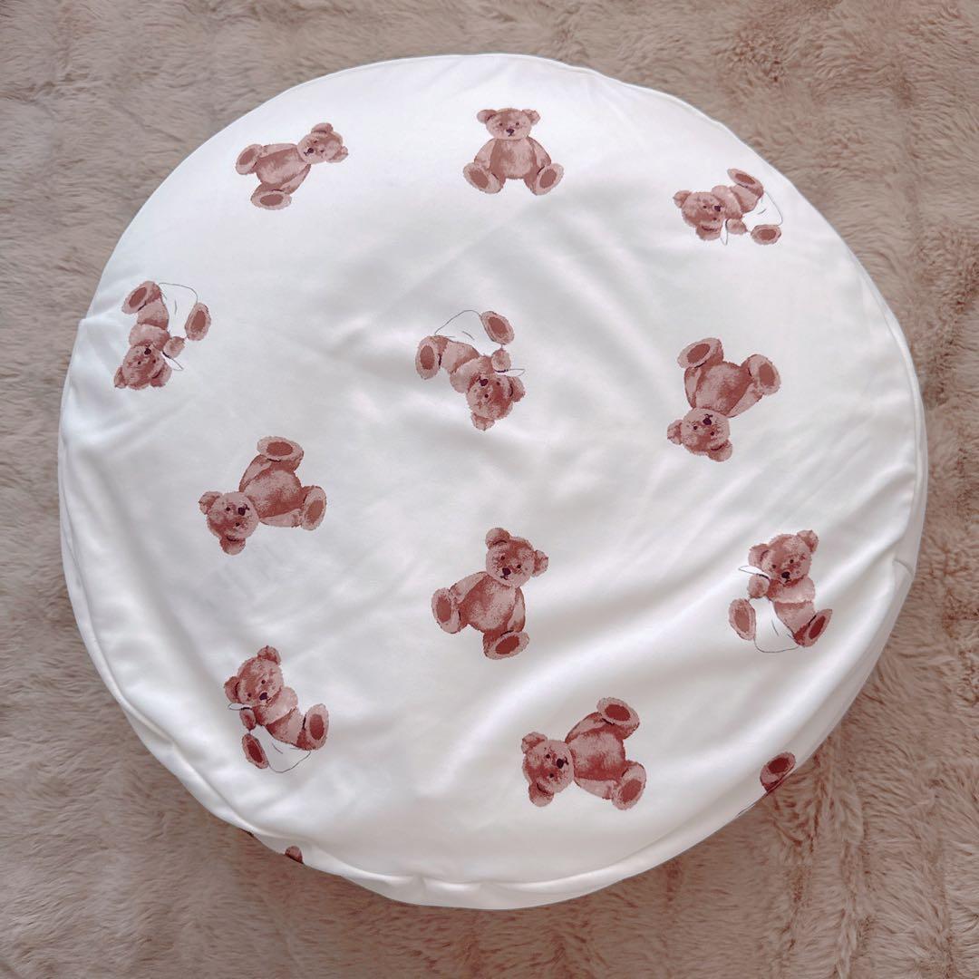 ジェラートピケ くま クマ ベアモチーフ ホワイト ビーズクッション