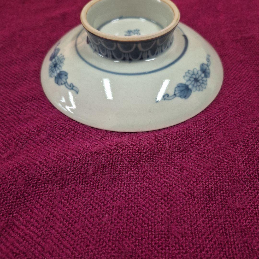 六代佐藤走波　染錦菊草花文高杯皿