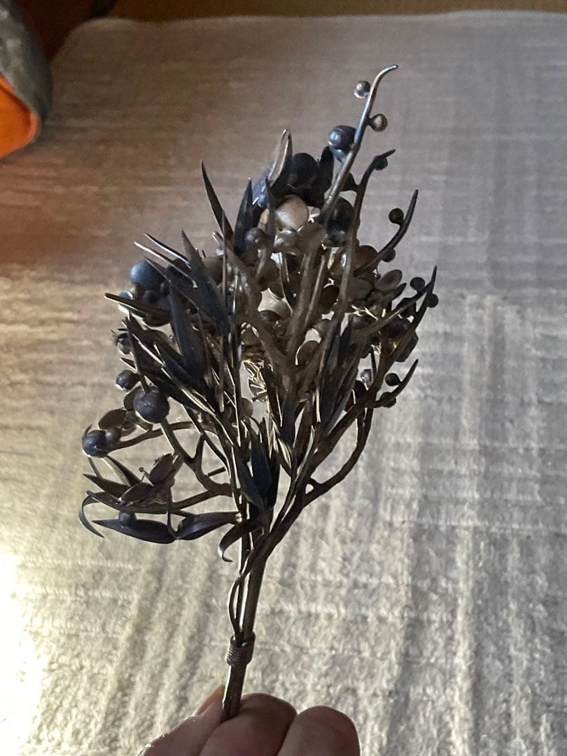銀製／ボンボニエール・梅の花束。【大正レトロ・三越・銀製】。