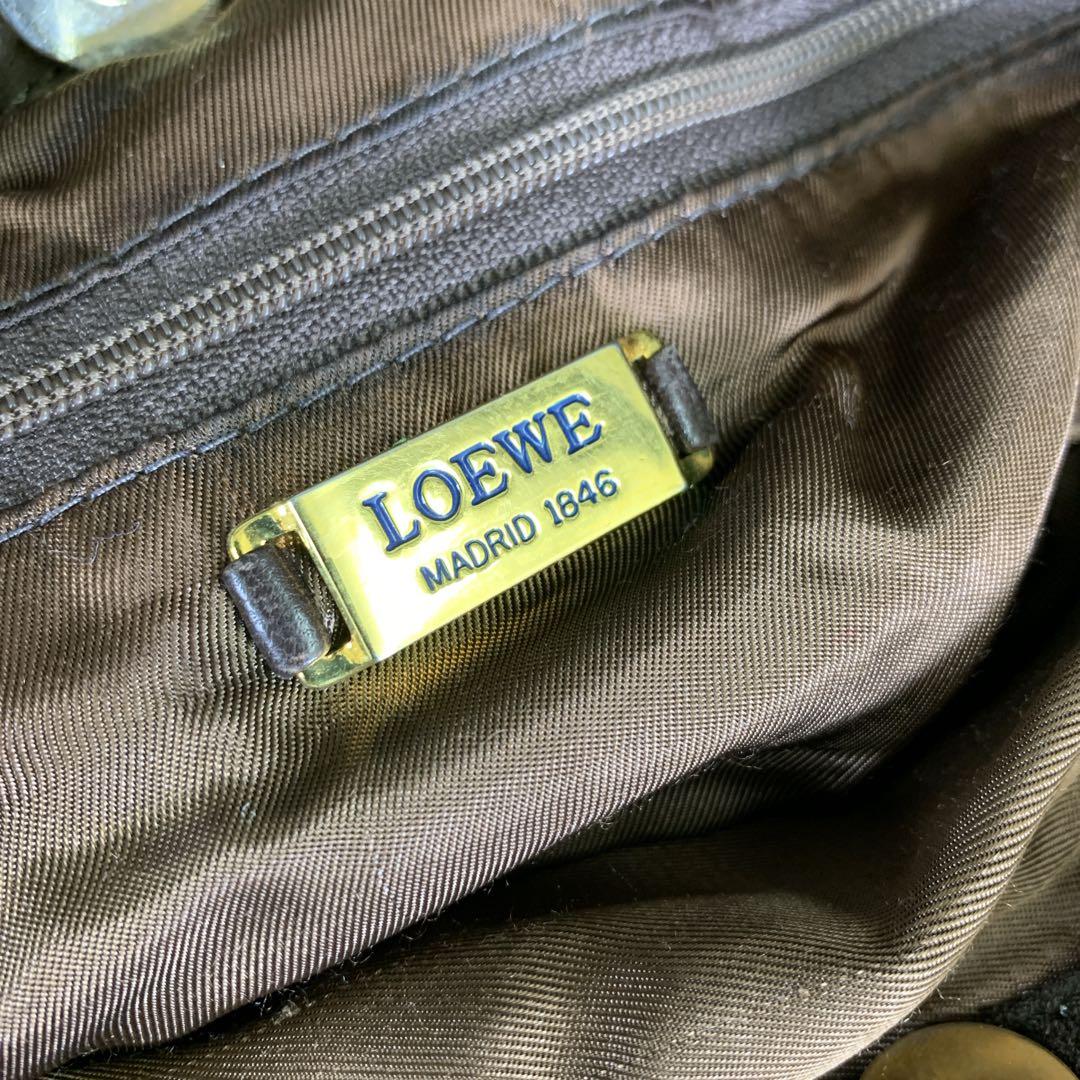 希少　オールド　LOEWE　ロエベ　スエードショルダーバッグ　ブラウン　巾着
