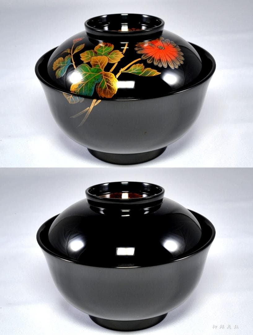 堂畑勝峯 絵変蒔絵 煮物椀 五 共箱 輪島塗 懐石道具