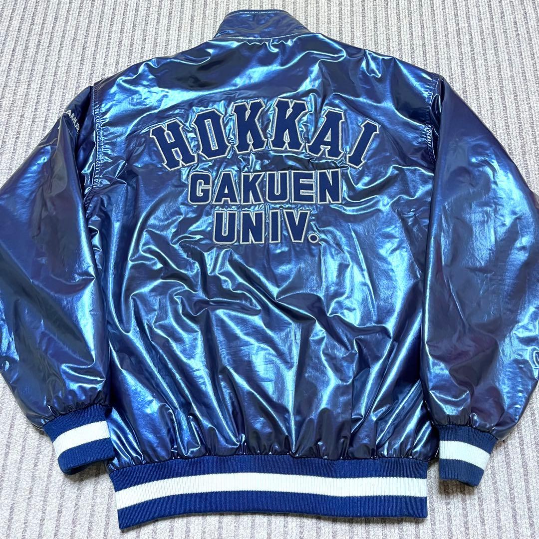 MIZUNO 北海学園大学野球部 グランドコート グラコン ジャンパー 紺 光沢