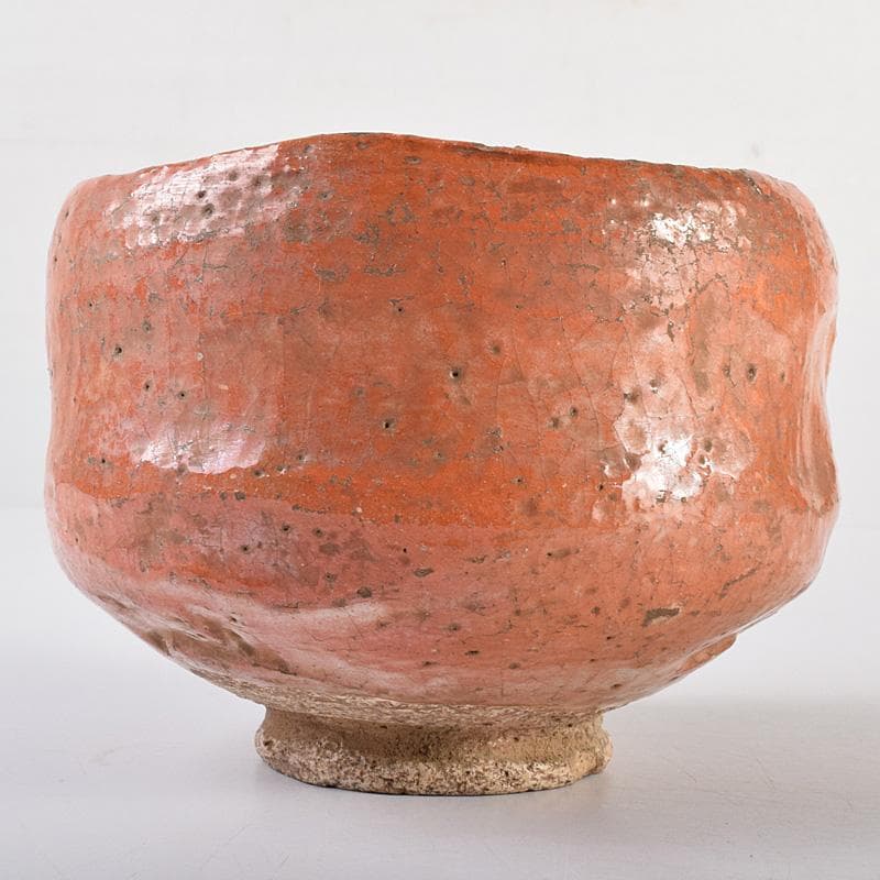 茶道具　楽吉左衛門　左入作　赤楽茶碗　九代　大樋長左衛門極め箱　V　R7631