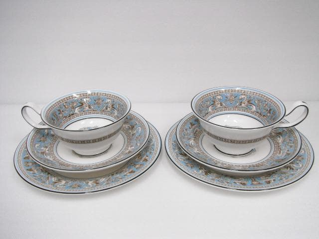 245/未使用 ウェッジウッド フロレンティーン ターコイズ トリオ ペアセット