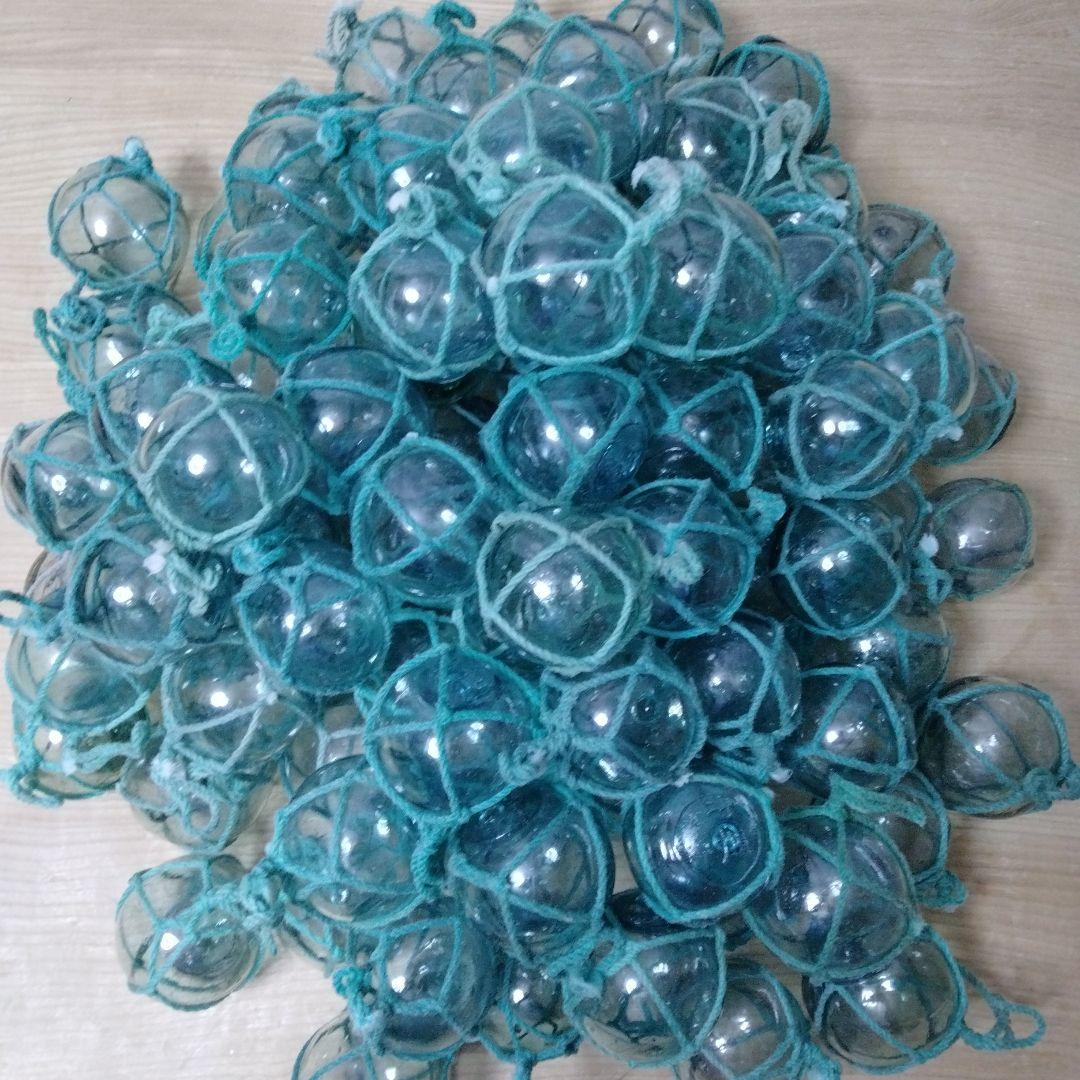 ガラス浮球　浮き玉　ガラス玉　漁具　 ９９個セット　網紐付き