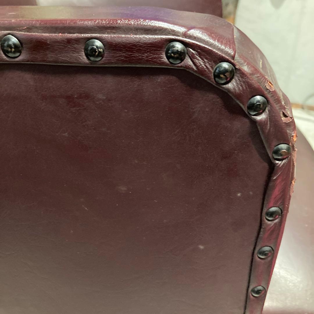 ⭐️アンティークレザー　スタッズ　バーガンディ レザー 1人掛け アームチェア