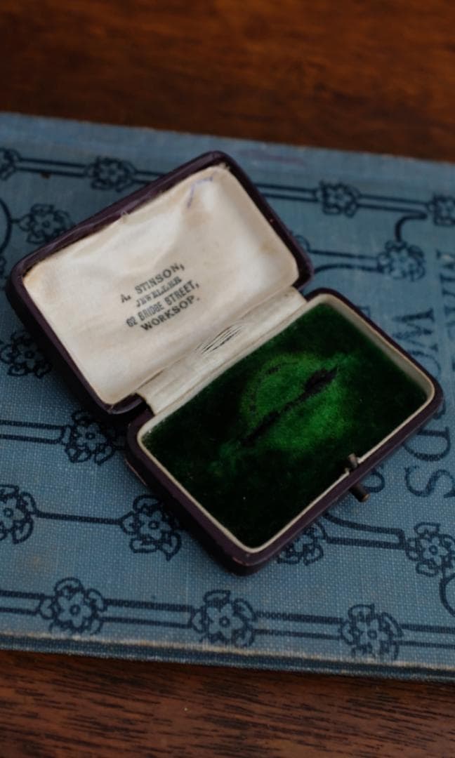 イギリスアンティークブローチケース＊英国アンティークボックス＊グリーン＊ブラウン