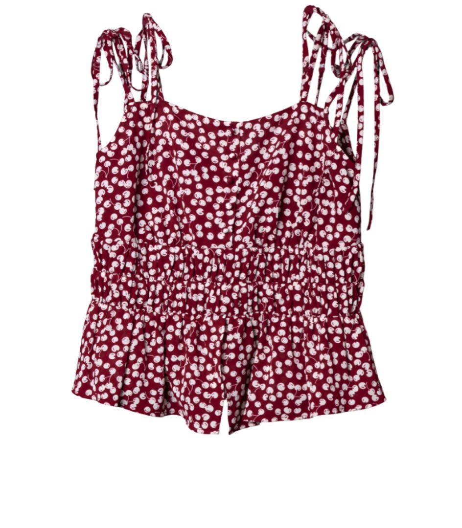 【新品】Cherry Pattern Strap Top Cherry S