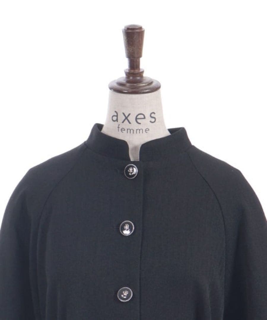 axes femme アクシーズファム　ケープ風フレアスリーブコート　黒