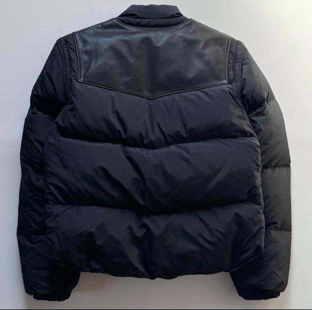 美品 Schott 2way レザーダウンジャケット ベスト ブラック 42