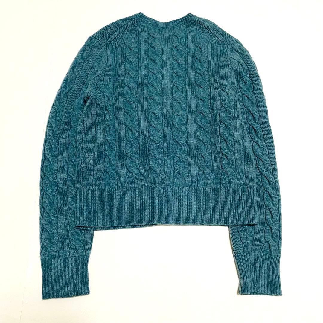 ポロラルフローレン　太ケーブル　QRタグ　カーディガン　刺繍　カシミヤ　洗濯可