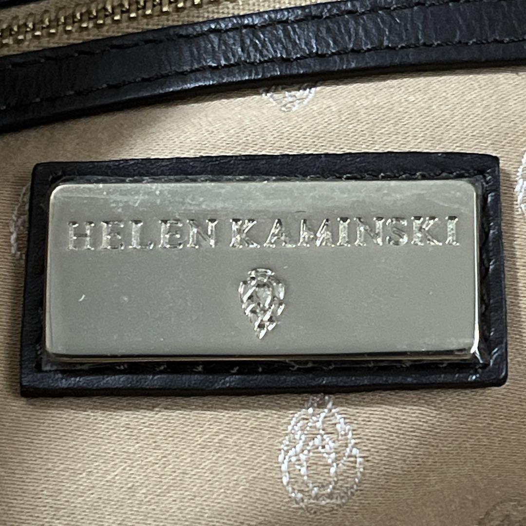 良品　ヘレンカミンスキー　かごバッグ　編み込み　ロゴプレート　ラフィア　ベージュ