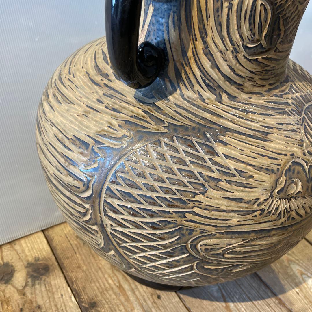 志がらき焼　飾り壺・双耳壺・花器・インテリア・大きいサイズ