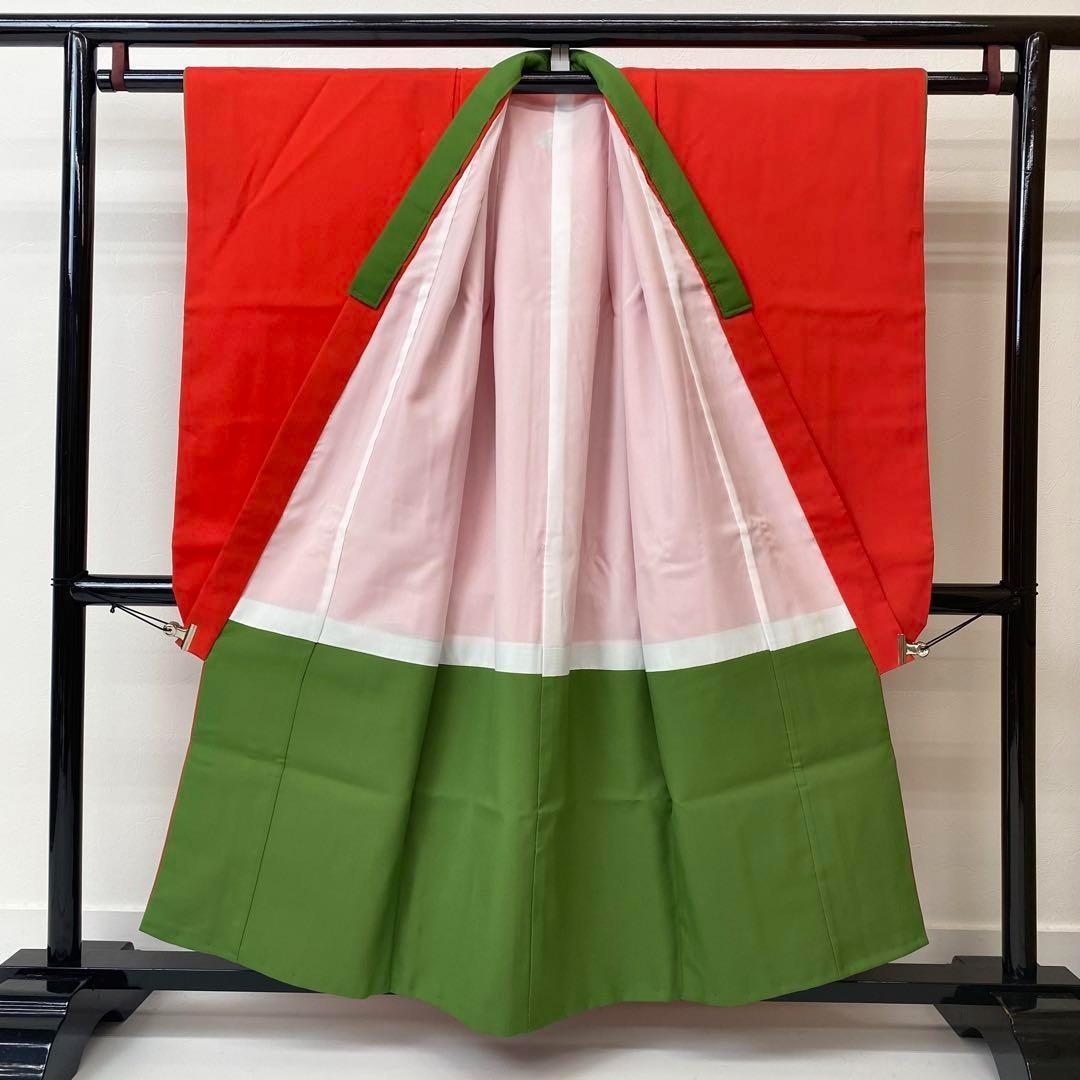 【着物と帯 時流】199ys◆3才女着物+袴+長襦袢バッグ髪飾り半幅帯6点セット