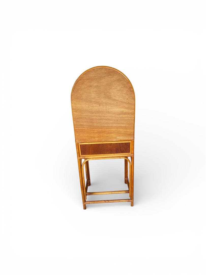 ラタン ドレッサー・鏡台 アーチ型ミラー スツール付 送料込