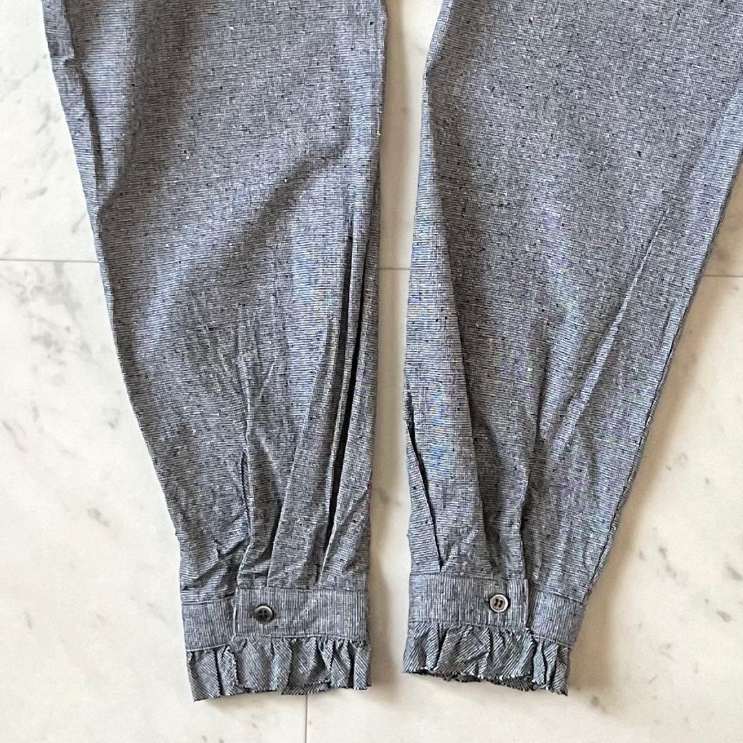 25AWタグ付＊かぐれ コットンシルクフリルブラウス グレー系チェック 日本製