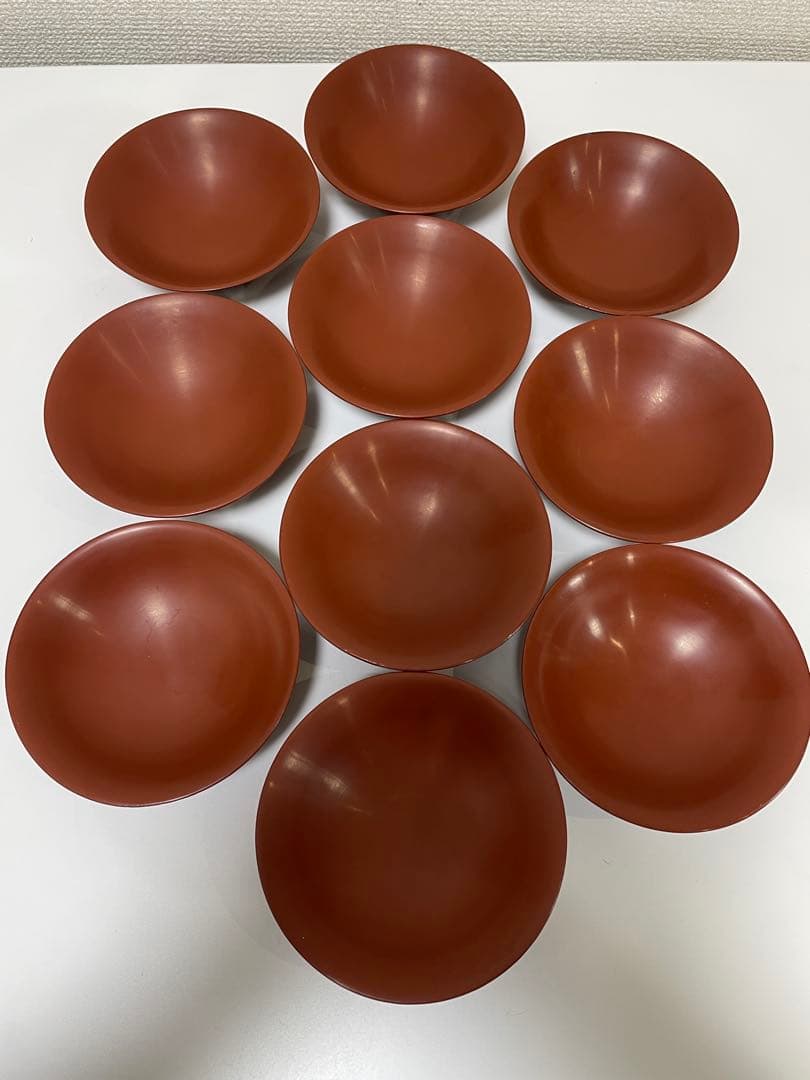 漆器 懐石道具 芦泉謹製 木製溜塗 雑煮椀 吸物椀 10客揃 内朱 鶴 鳥柄