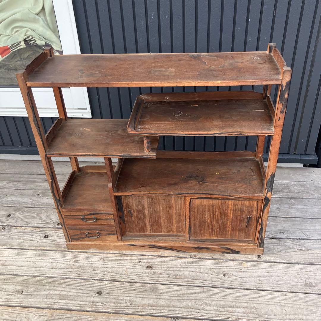 昭和レトロ 木製茶箪笥 茶棚 飾り棚 サイドボード 古家具 古民家 ビンテージ