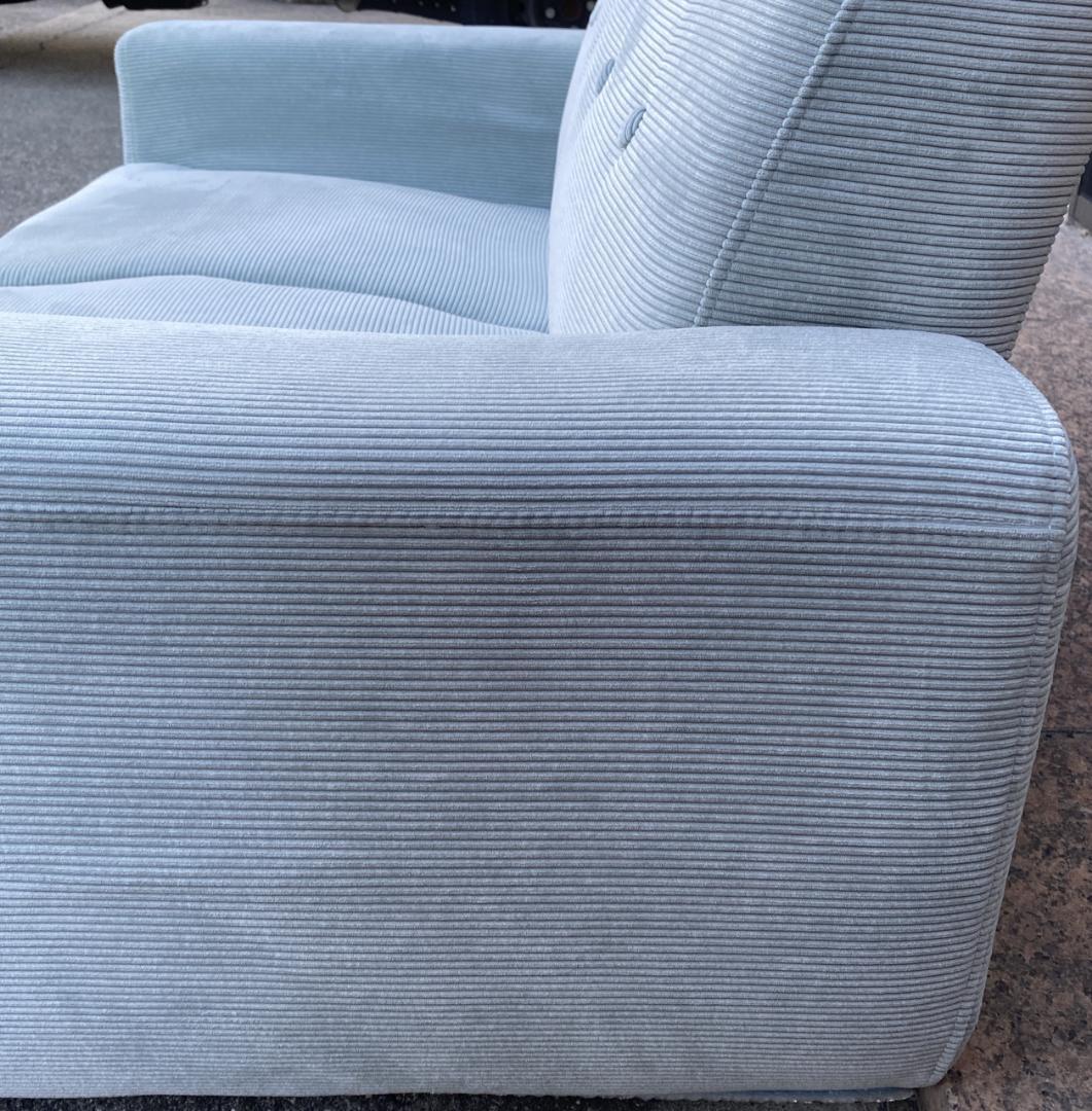 コーデュロイ 天然木 2人掛け ソファ ローソファ ミントブルー 幅130cm