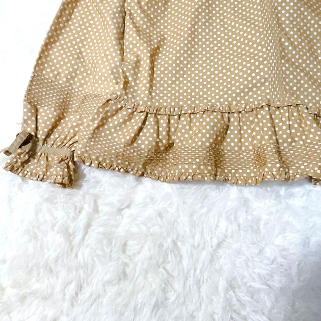 ピンクハウス フリルいっぱい　オーバーブラウス　ベージュ　ドット