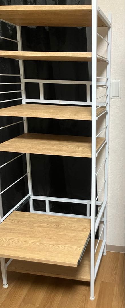 木製ラックキッチン　ホワイト 5段