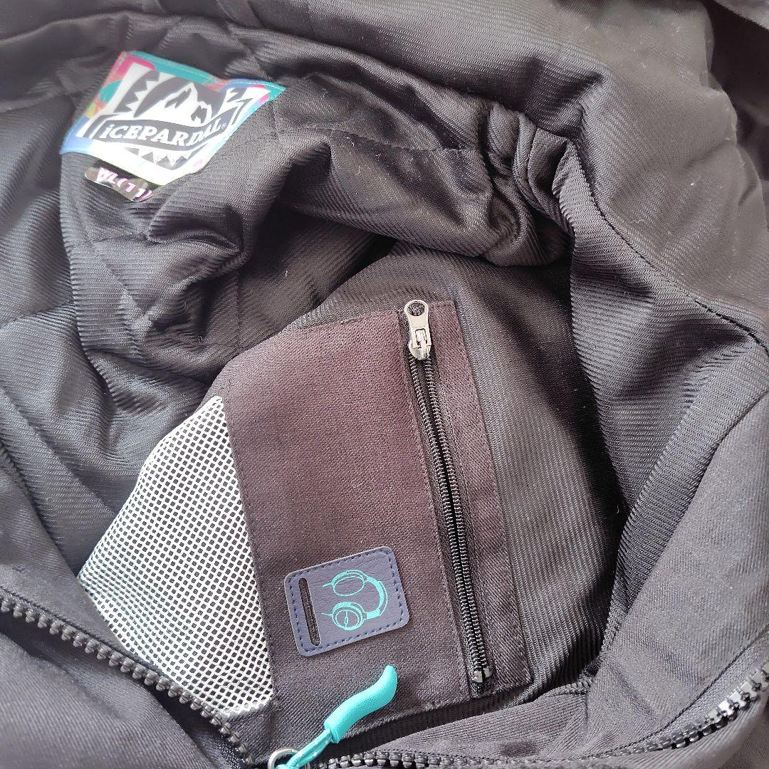 ICEPARDAL スキーウェア　上下セット 黒 水色 手袋付き