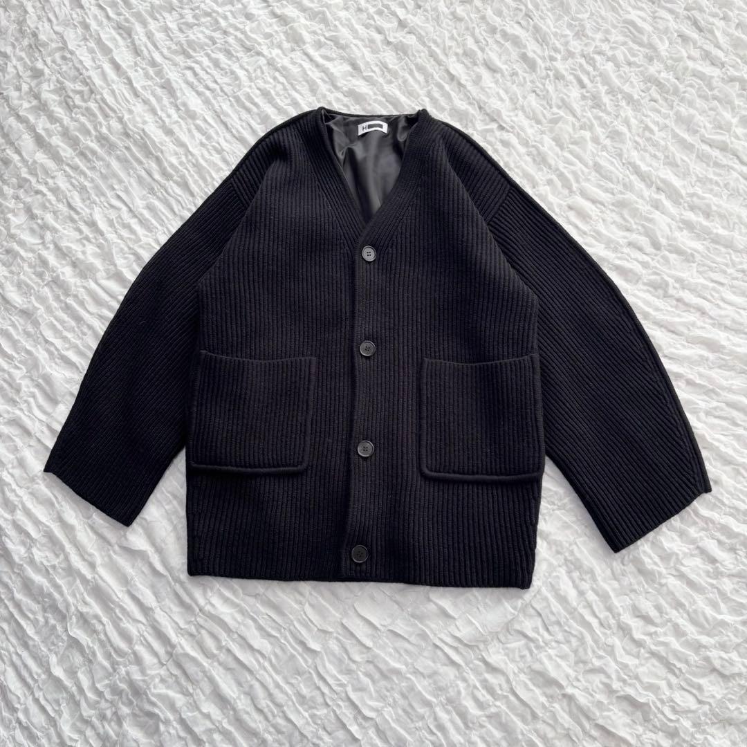 【美品】 H BEAUTY&YOUTH ウールナイロンリブカーディガン