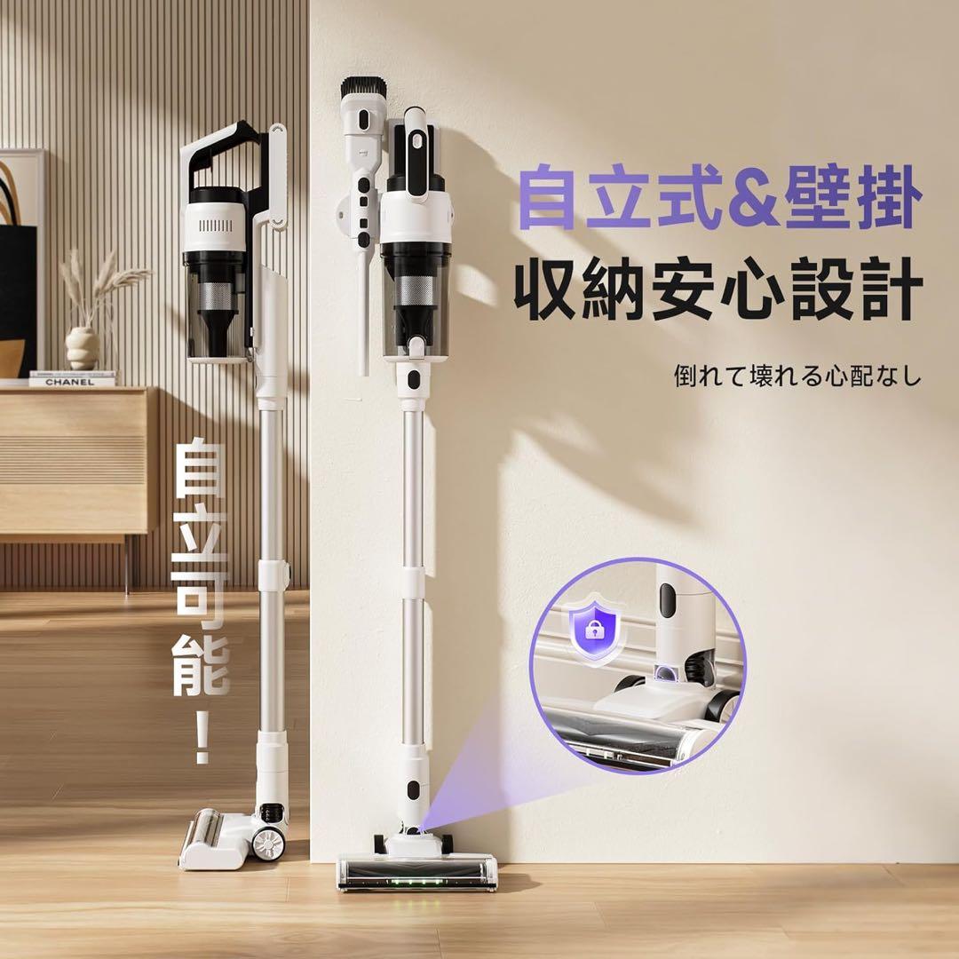 掃除機 コードレス 75kPa 強力吸引 55分連続 軽量 LED サイクロン