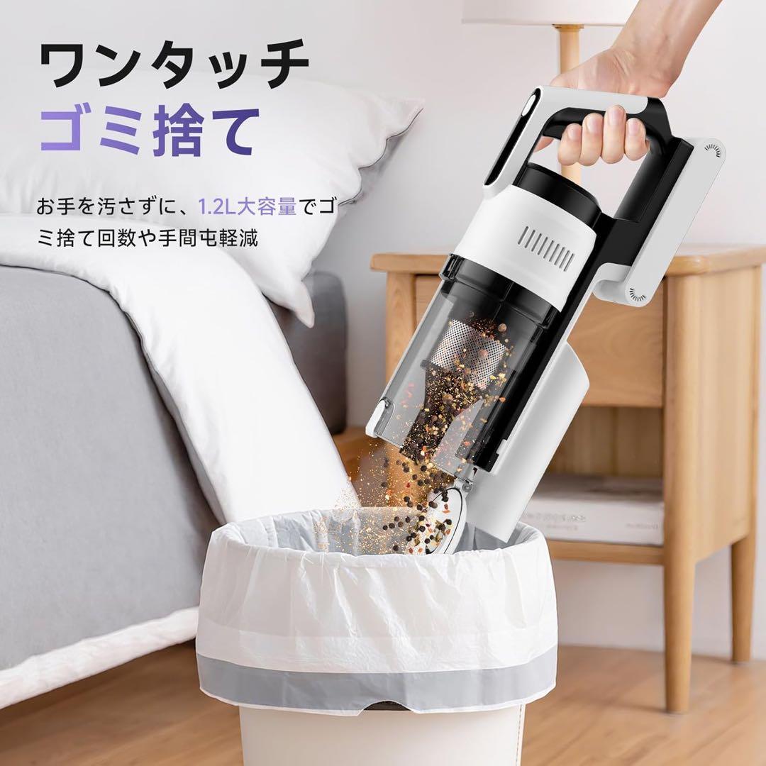 掃除機 コードレス 75kPa 強力吸引 55分連続 軽量 LED サイクロン